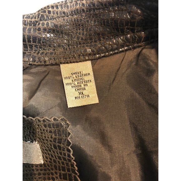 i.e Women's Size XL 100% Leather Jacket Brown Alligator Sporty Full Zip - Picture 9 of 10